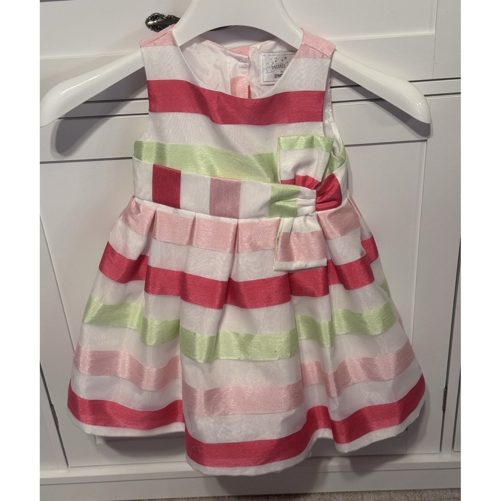 Gymboree size 2T Sleeveless Striped -Pleated Bow Lawn Party Dress Knee-Length